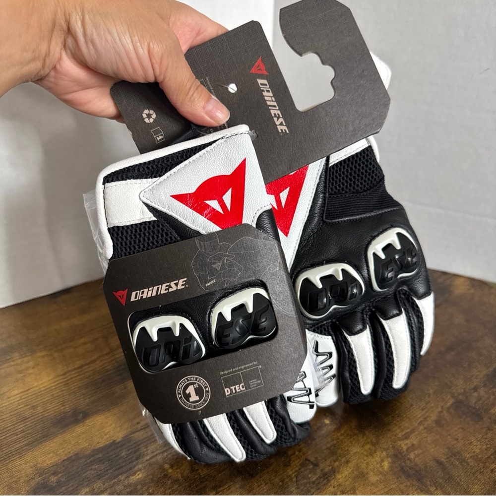 Dainese Leather Motorcycle Gloves Black/White MIG C2 Unisex Gloves Size S NEW - Picture 4 of 6